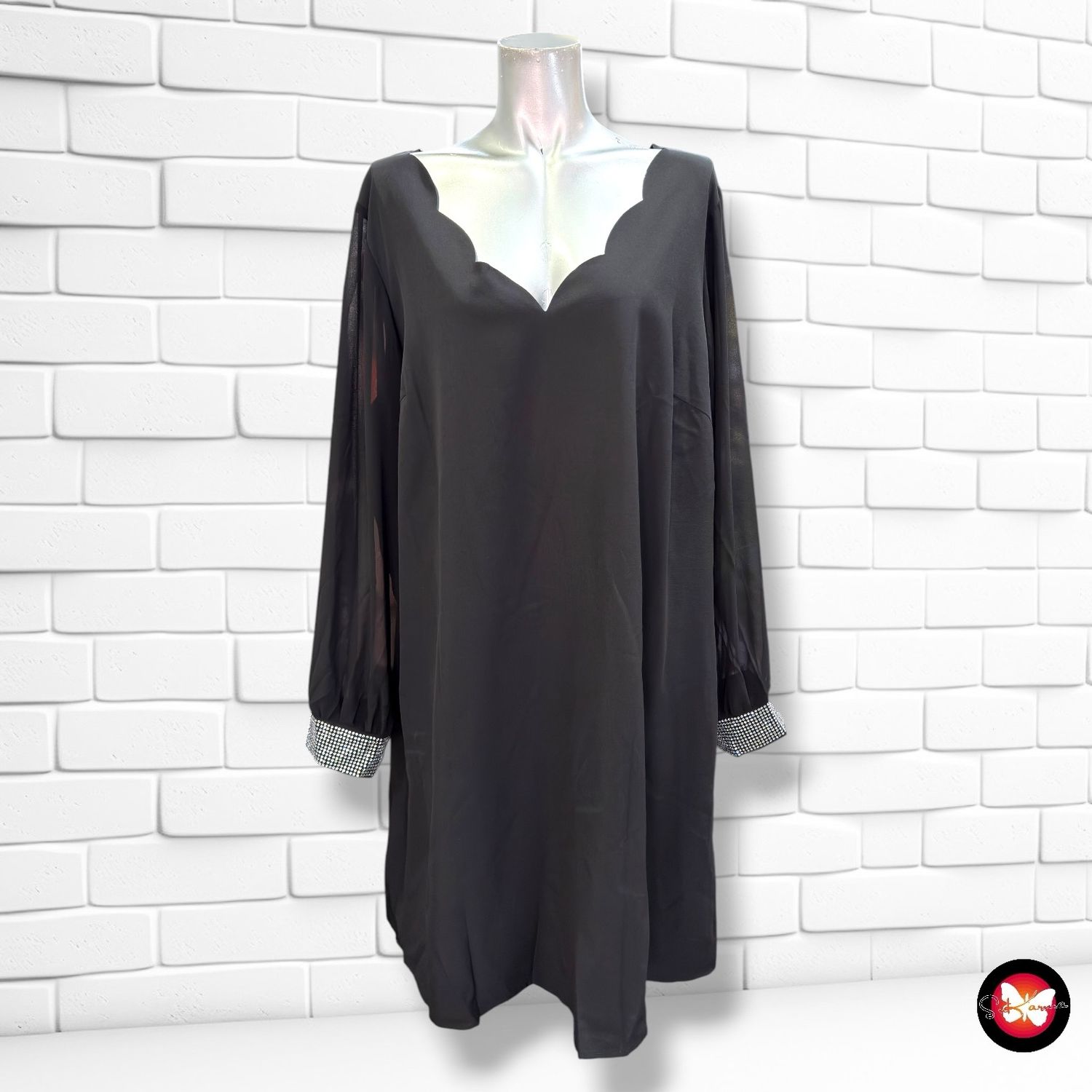 **HOY** Vestido blusón de noche con brillo  color Negro Talla XL