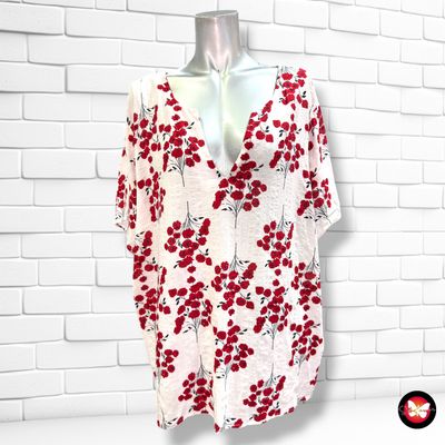 **HOY** Blusa de manga corta SHEIN CURVE color Blanco y rojo Talla 4XL (pequeña)