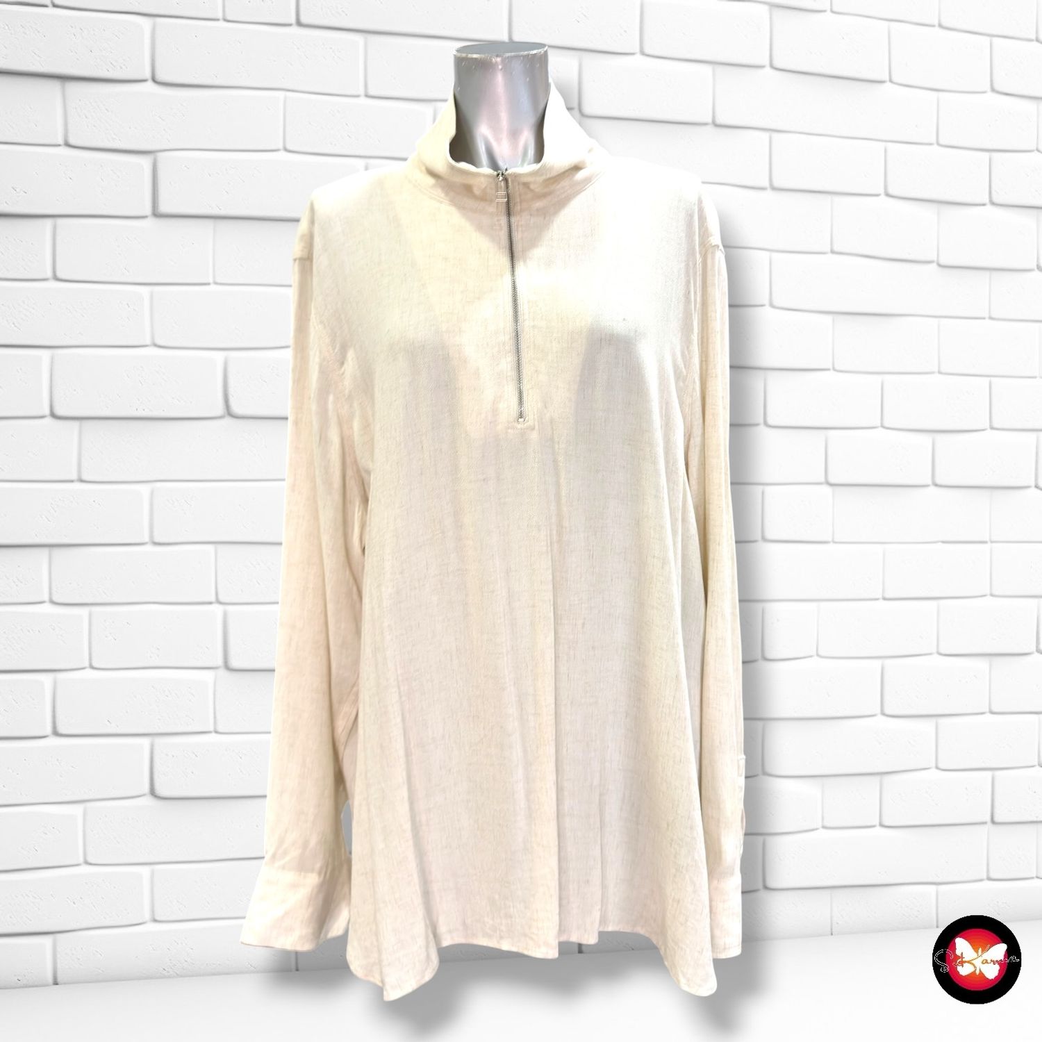 **HOY** Blusa de manga larga con cremallera WEEKDAY color Crema Talla L (grande)