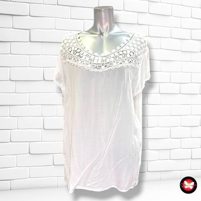 **HOY** Blusa de manga corta con encaje MY OWN color Blanco Talla 46