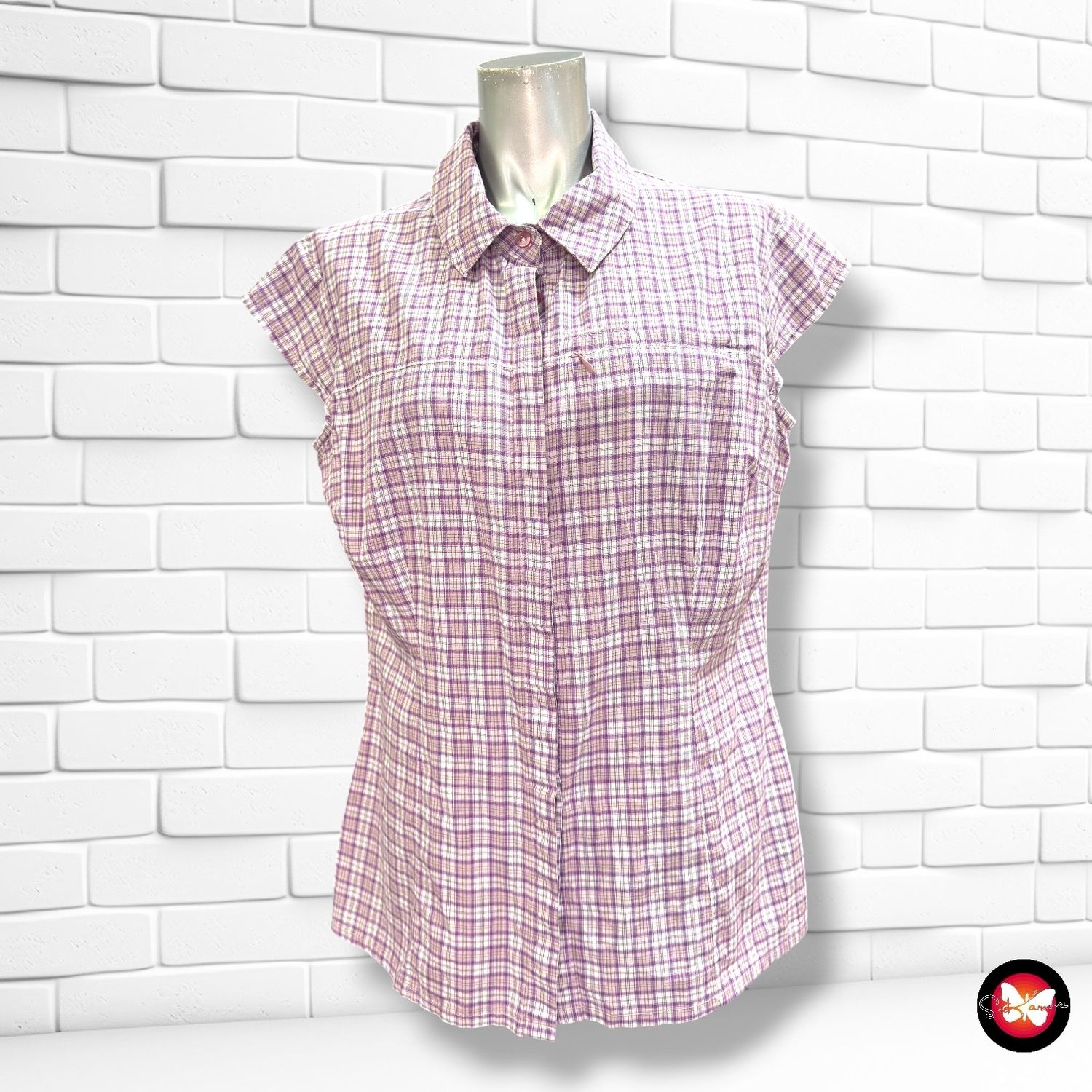 **HOY** Camisa outdoors QUECHUA color Lila y blanco Talla 44 (pequeña)