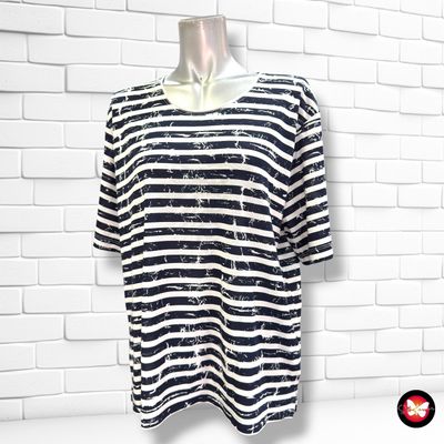 **HOY** Camiseta de manga corta de rayas GINA LAURA color Azul marino y blanco Talla M (grande)
