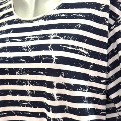 **HOY** Camiseta de manga corta de rayas GINA LAURA color Azul marino y blanco Talla M (grande)