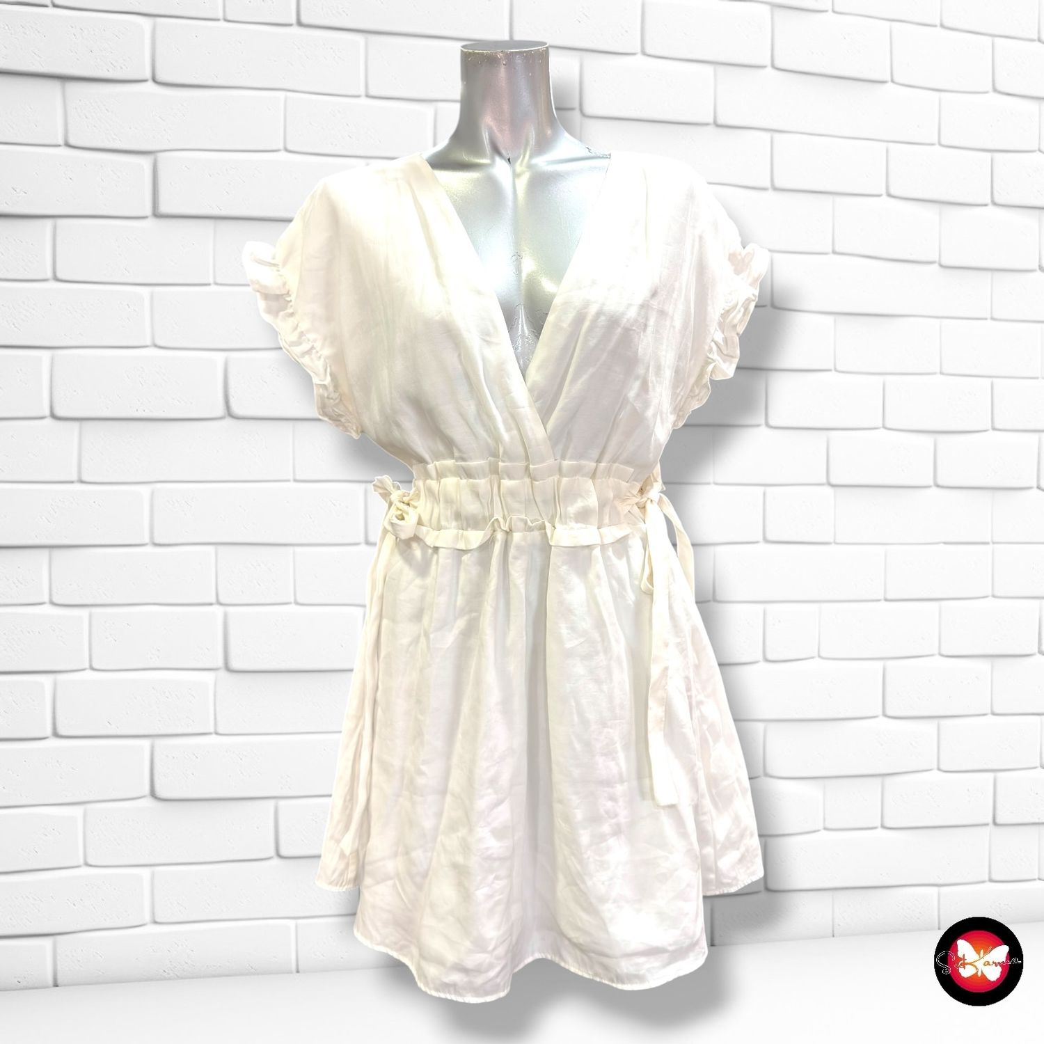 **HOY** Vestido con mangas de volante ZARA color Blanco Talla M