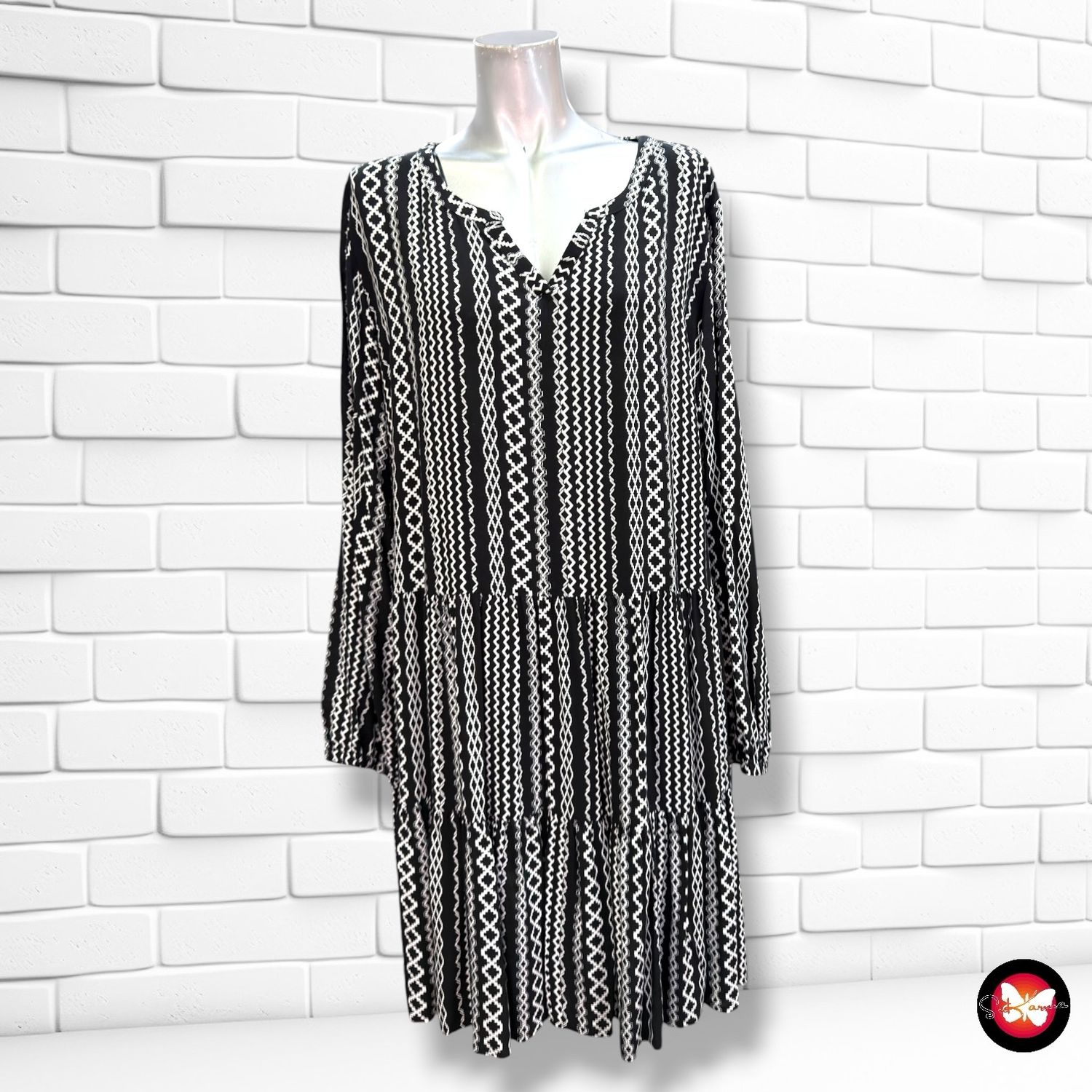 **HOY** Vestido blusón GINA color Negro y blanco Talla 46