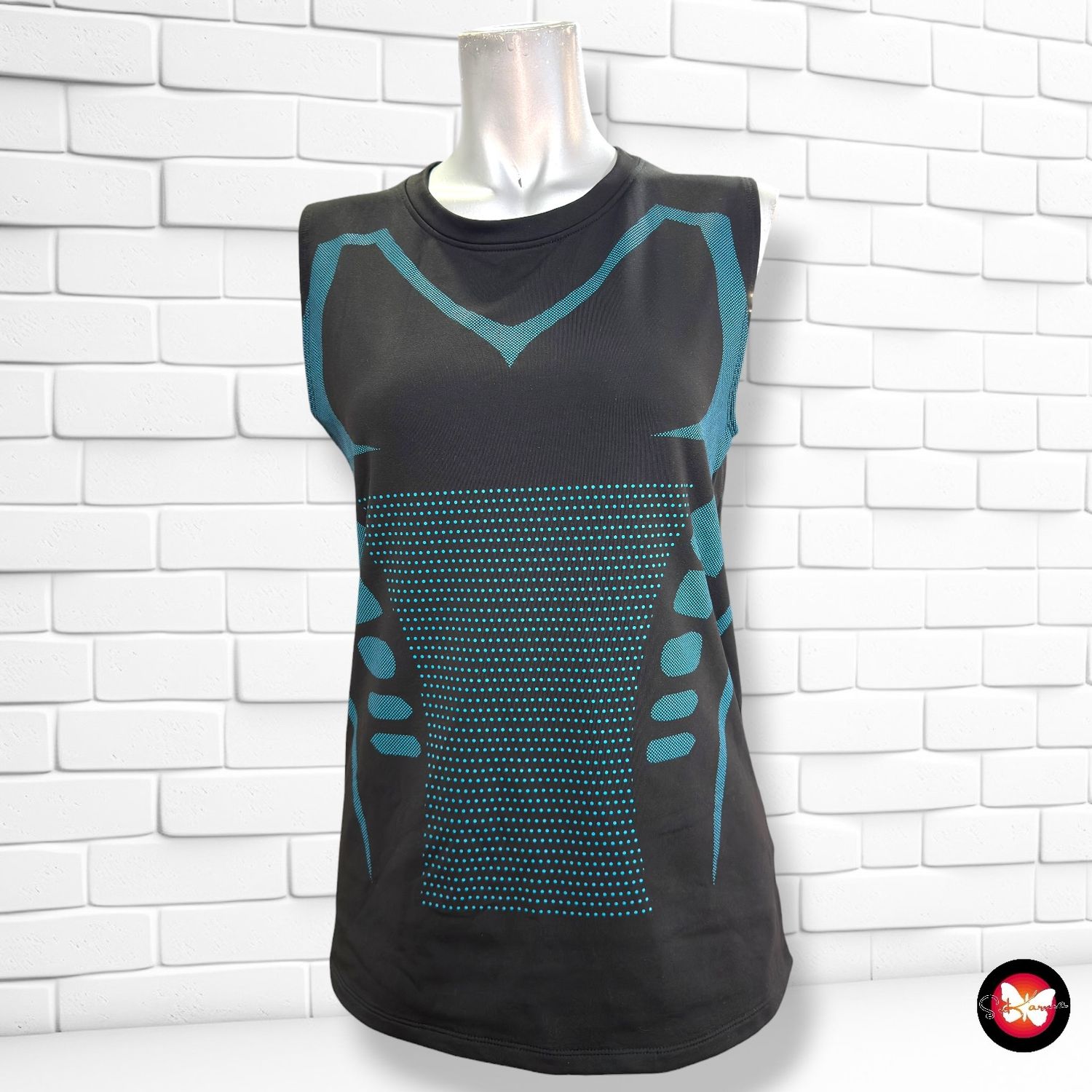 **HOY** Camiseta deportiva térmica  color Negro y turquesa Talla M (grande)