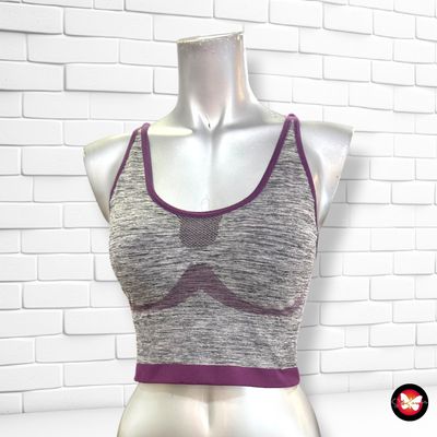 **HOY** Top deportivo DECATHLON color Gris y morado Talla S