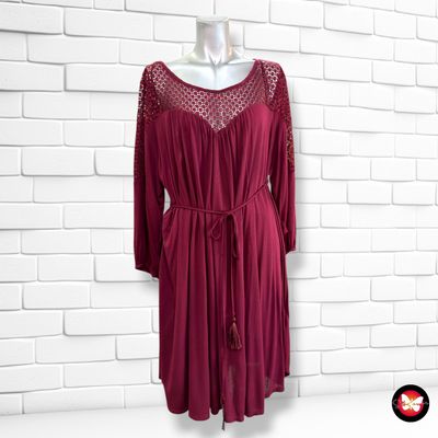 **HOY** Vestido de media manga H&amp;M color Granate Talla XL (grande)