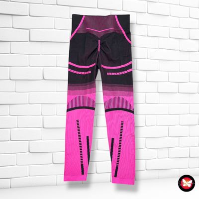 **HOY** Mallas deportivas push-up de microfibra  color Negro y magenta Talla S