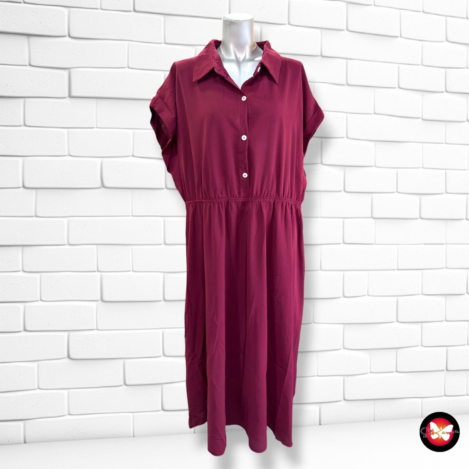 **HOY** Vestido largo camisero SHEIN CURVE color Vino Talla 2XL