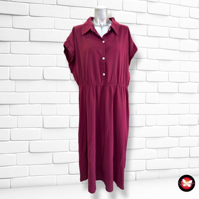 **HOY** Vestido largo camisero SHEIN CURVE color Vino Talla 2XL