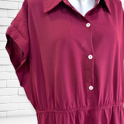 **HOY** Vestido largo camisero SHEIN CURVE color Vino Talla 2XL