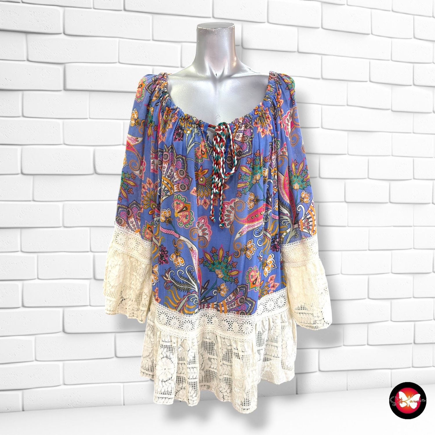 **HOY** Blusa boho escote barco  color Varios Talla ÚNICA