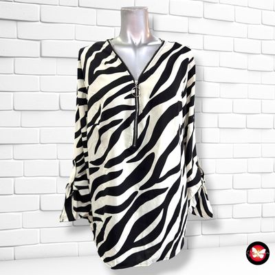 **HOY** Blusa de manga larga con cremallera  color Negro y blanco Talla XXL