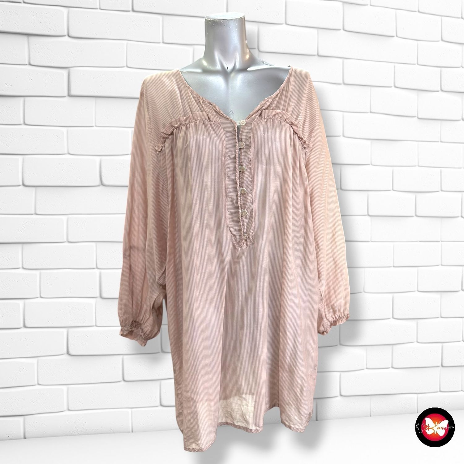 **HOY** Blusa de media manga NÜ color Rosa y camel Talla XL