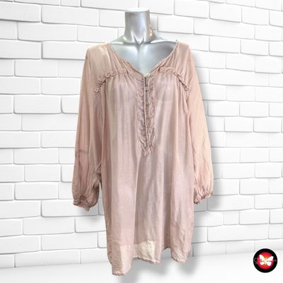 **HOY** Blusa de media manga NÜ color Rosa y camel Talla XL