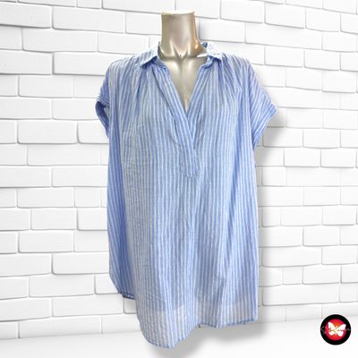 **HOY** Blusa de rayitas H&M color Celeste y blanco Talla 3XL