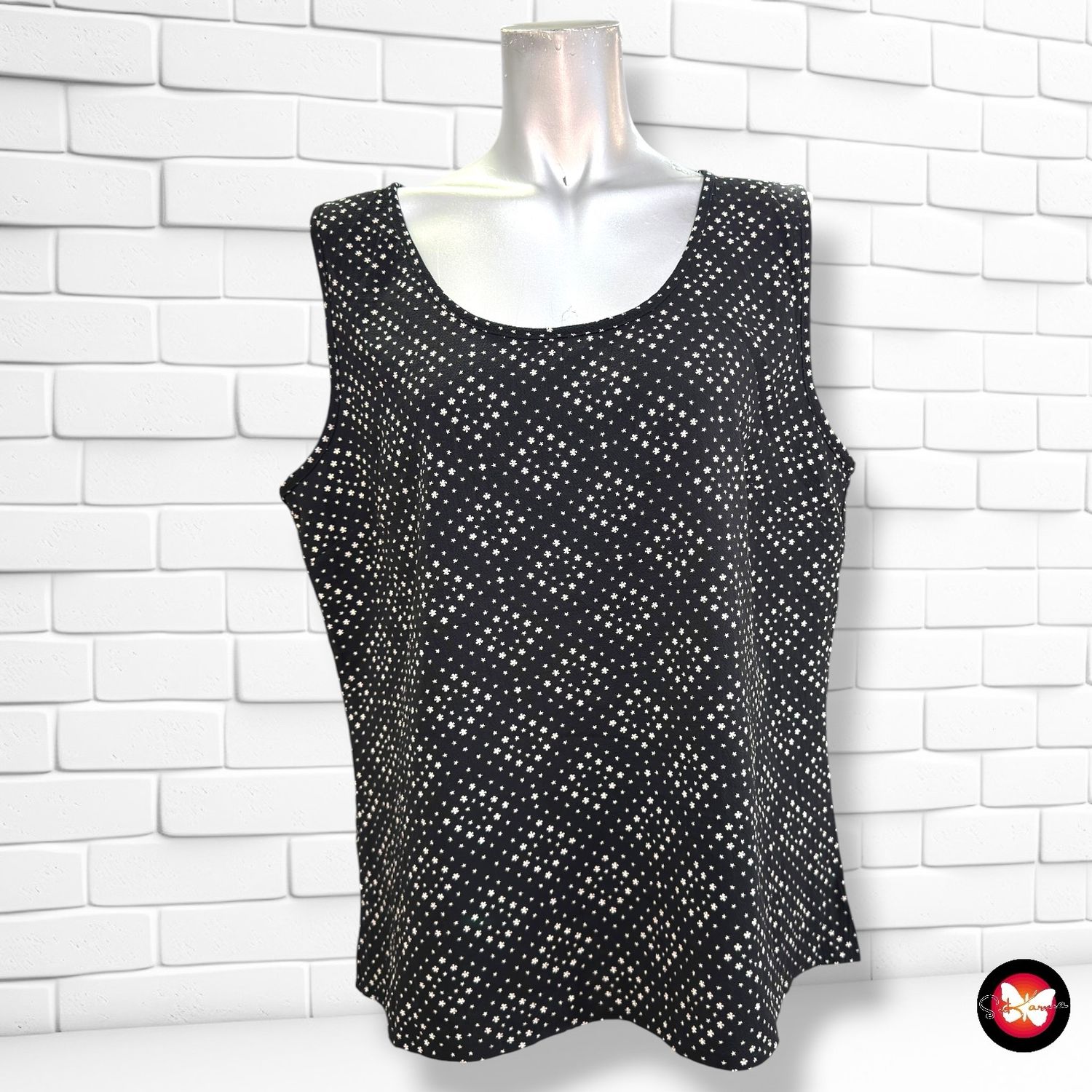 **HOY** Blusa sin mangas GINA color Negro y beige Talla 42/44
