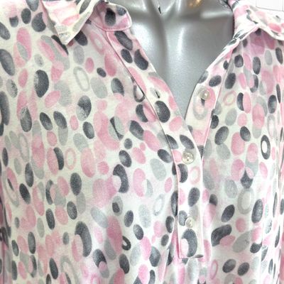 **HOY** Camiseta de media manga color Rosa, blanco y gris Talla 48