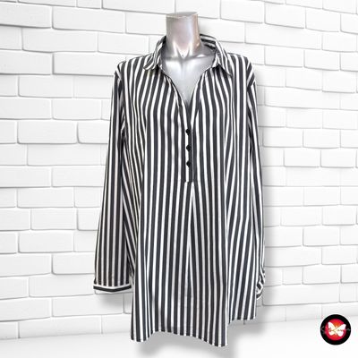 **HOY** Blusa de manga larga de rayas color Negro y blanco Talla 3XL