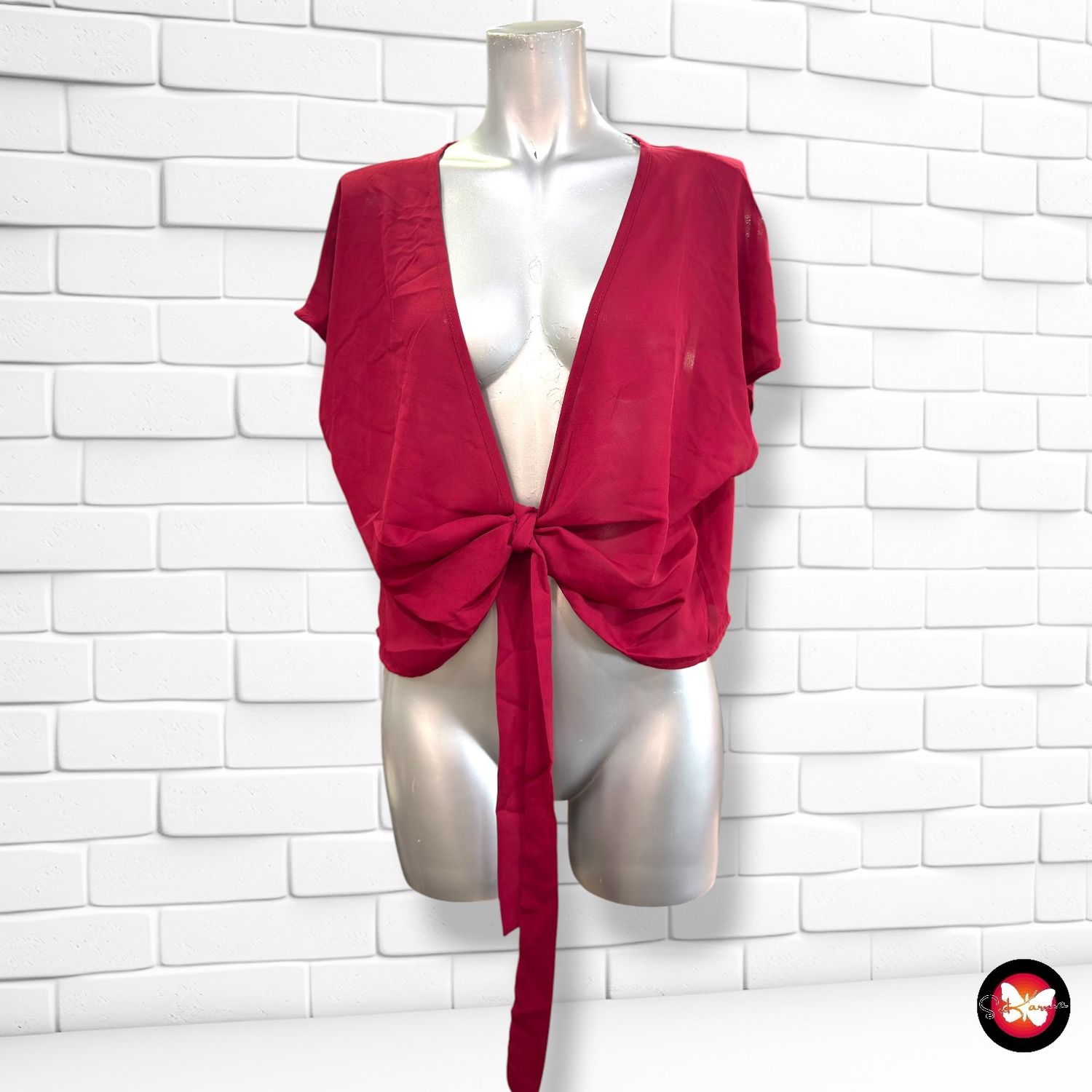 **HOY** Blusa con lazo SHEIN color Granate Talla L