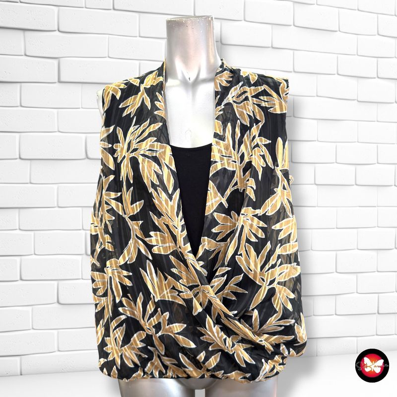 **HOY** Blusa sin mangas COMMA, color Negro, blanco y camel Talla 38