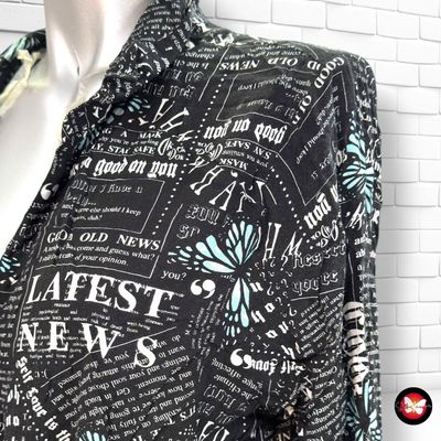 **HOY** Camisa de manga larga con lazo FB SISTER color Negro, blanco y celeste Talla M