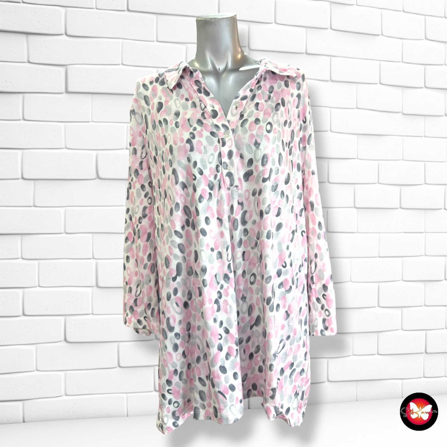 **HOY** Camiseta de media manga  color Rosa, blanco y gris Talla 48
