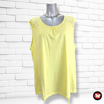 **HOY** Camiseta sin mangas básica con encaje LAURA TORELLI color Amarillo Talla XL