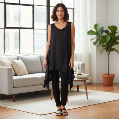 Blusa de seda asimétrica de tirantes DOROTHEE SCHUMACHER color Negro Talla L