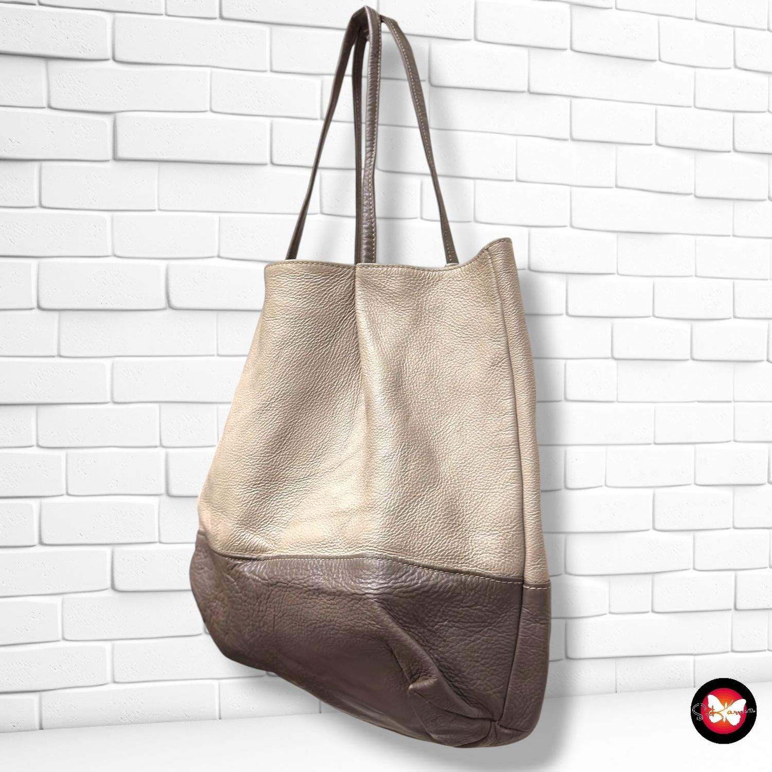 **HOY** Bolso de hombro de piel  color Taupe Talla GRANDE