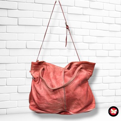 Bolso de hombro/ bandolera de piel  color Ladrillo Talla MAXI
