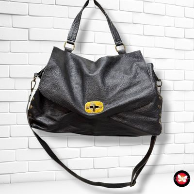 Bolso de hombro/ bandolera de piel  color Negro Talla GRANDE