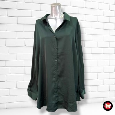 **HOY** Camisa de manga larga satinada ANNA FIELD color Verde Talla 54