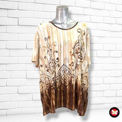 **HOY** Camiseta de manga corta  color Marrón, camel y blanco Talla 50