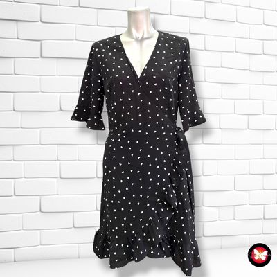**HOY** Vestido cruzado de corazoncitos VERA &amp; LUCY color Negro y blanco Talla M