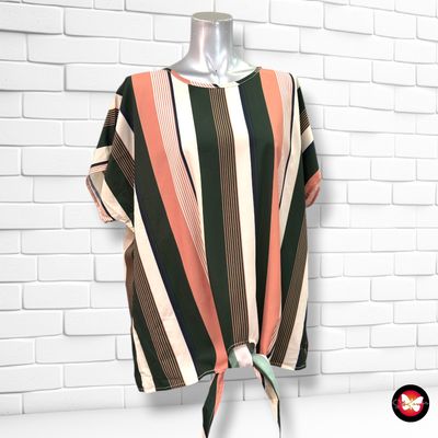**HOY** Blusa de manga corta de rayitas SHEIN CURVE color Varios Talla 2XL