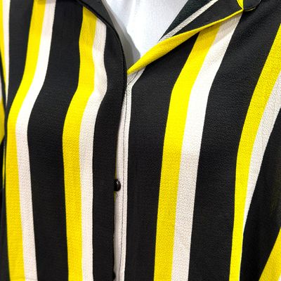 **HOY** Camisa de manga larga de rayas &amp;CO WOMAN color Negro, blanco y amarillo Talla XL