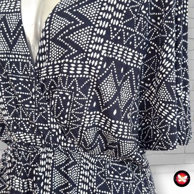 **HOY** Vestido escote cruzado color Azul y blanco Talla M