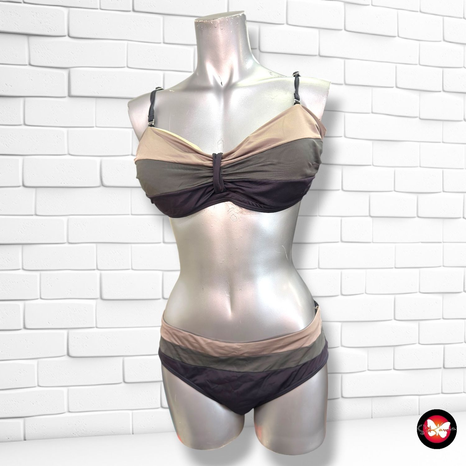 **HOY** Bikini con pecho armado  color Gris, taupe y verde Talla XL