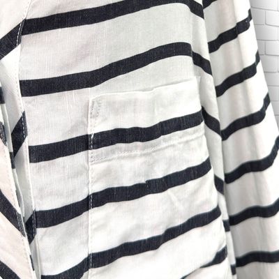**HOY** Blusa de lino de rayas C&A color Blanco y azul Talla 50