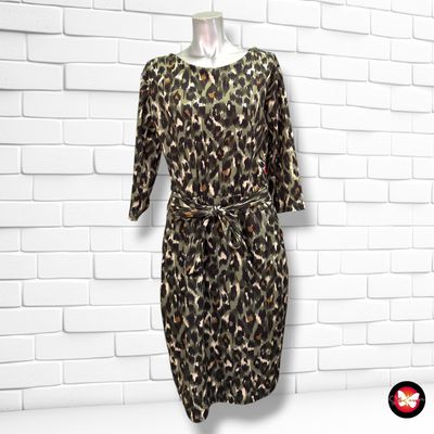 **HOY** Vestido de media manga tipo animal print PESCARA color Verde, negro y beige Talla XL (pequeña)