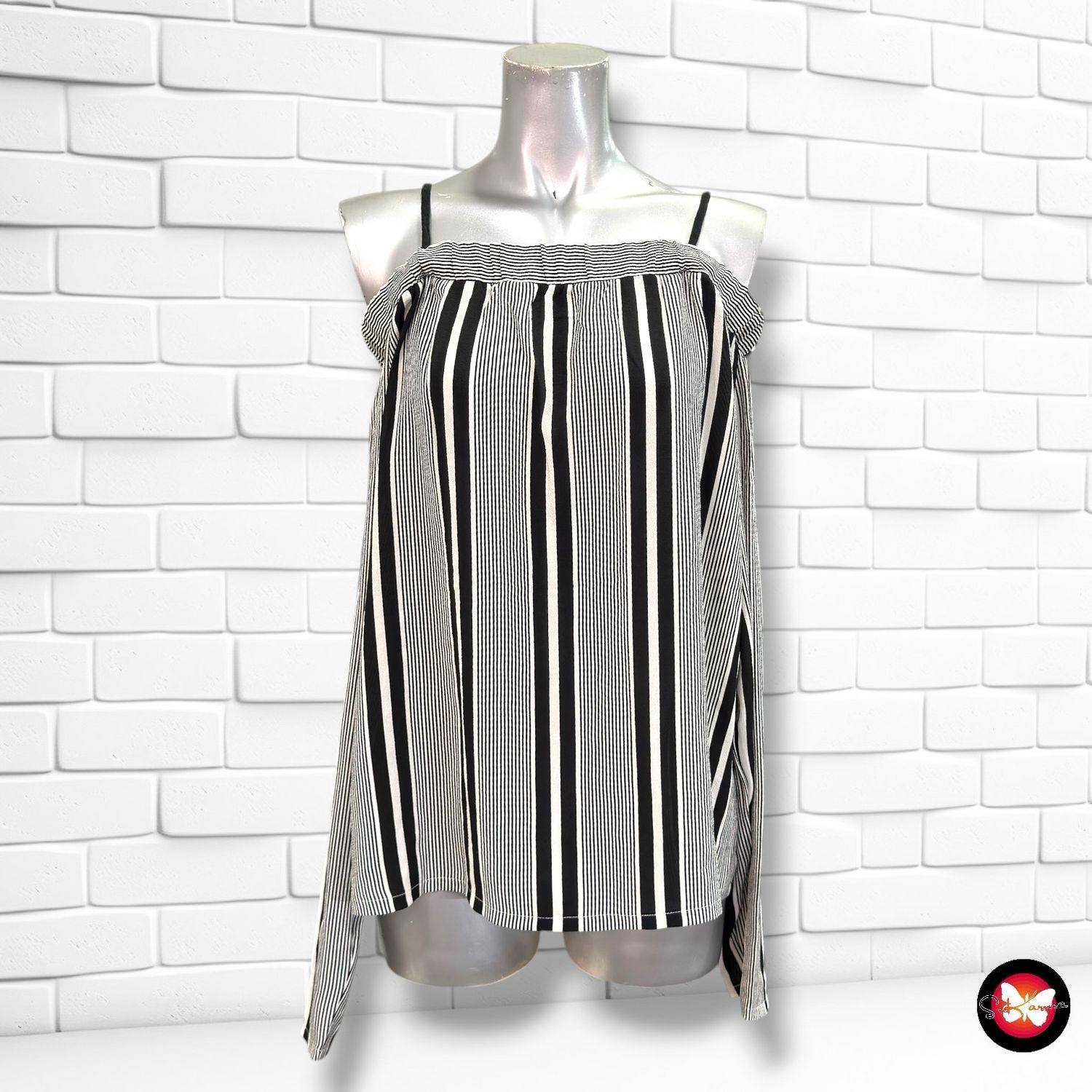 Blusa escote barco COSTES color Negro y blanco Talla 40