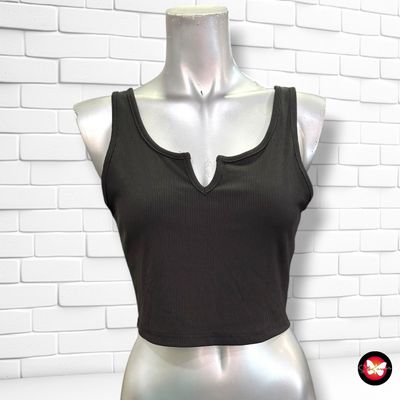 **HOY** Crop top canalé SHEIN color Negro Talla M