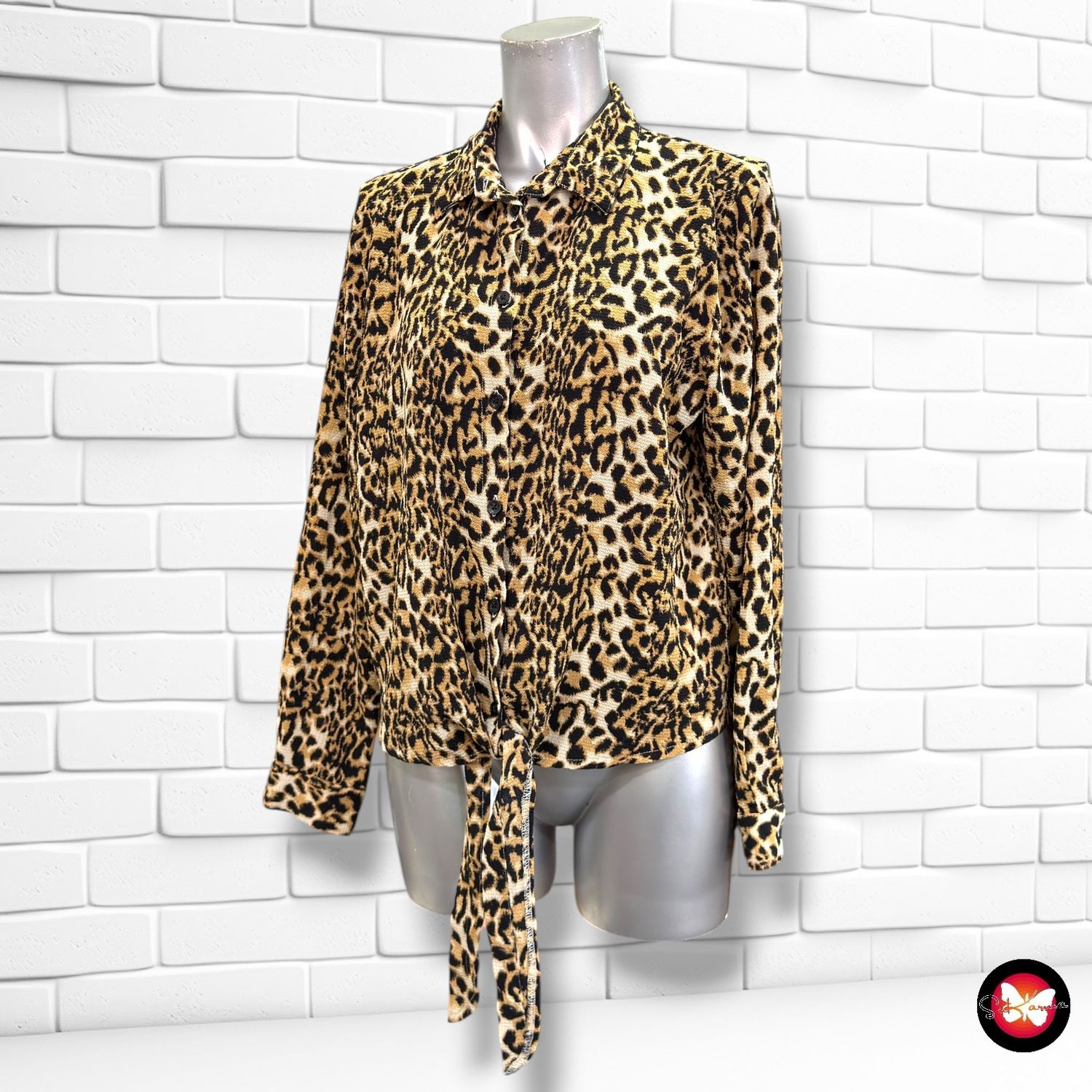 Camisa de manga con lazo JAZLYN color Animal print Talla L