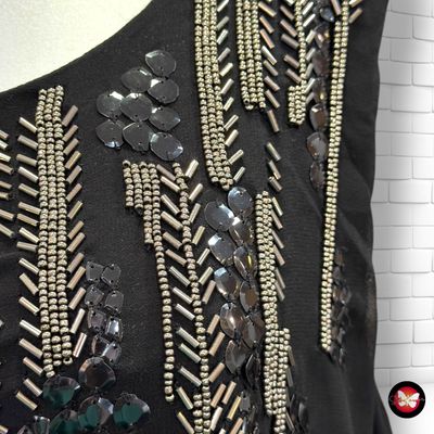 **HOY** Vestido de noche con pedrería color Negro Talla M/L