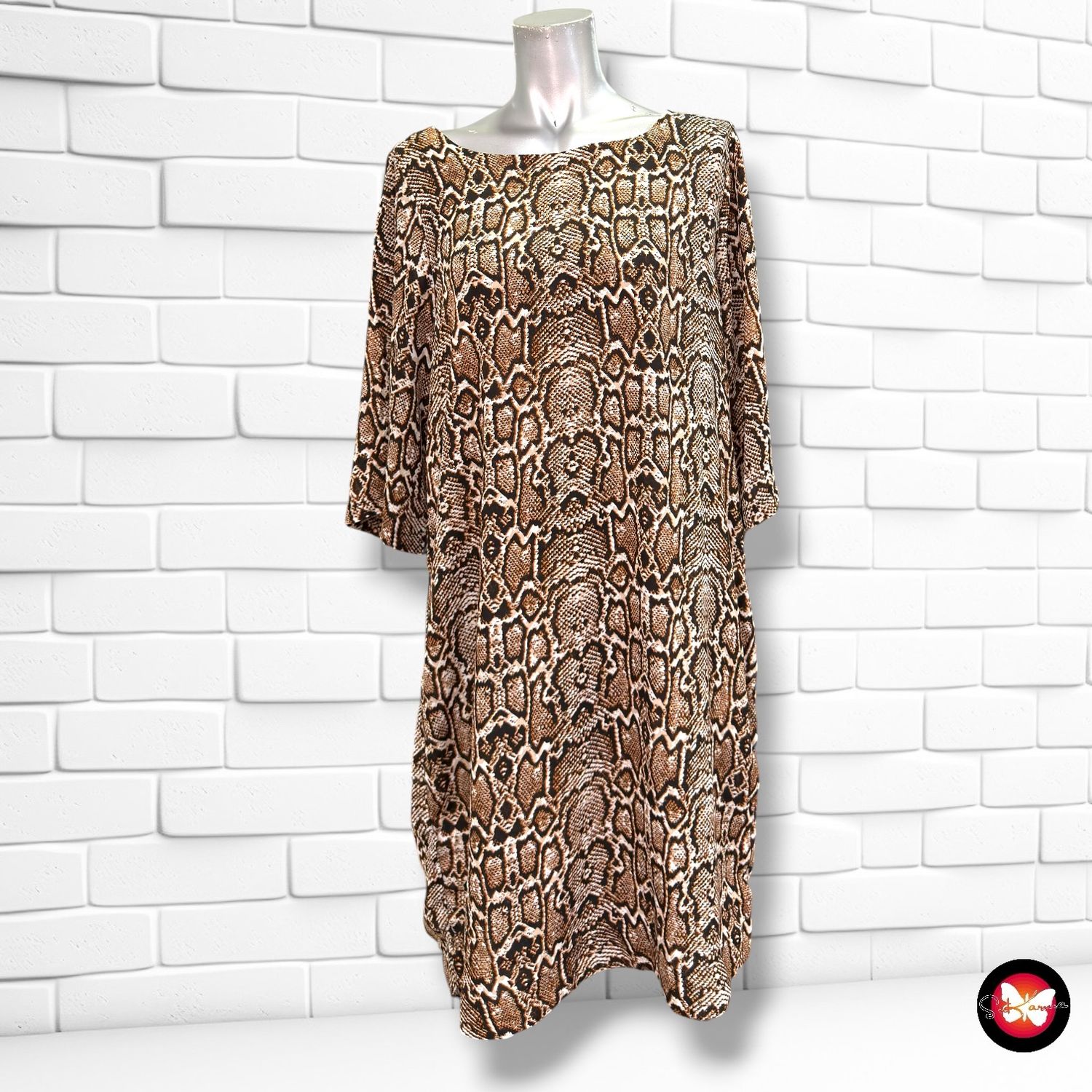 Vestido traslúcido estampado serpiente  color Marrón y blanco Talla M