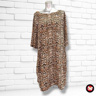 **HOY** Vestido traslúcido estampado serpiente color Marrón y blanco Talla M