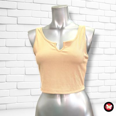 **HOY** Crop top canalé SHEIN color Camel Talla M