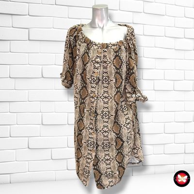 **HOY** Vestido escote barco estampado serpiente color Marrón Talla ÚNICA